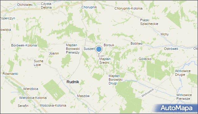 mapa Majdan Średni, Majdan Średni na mapie Targeo